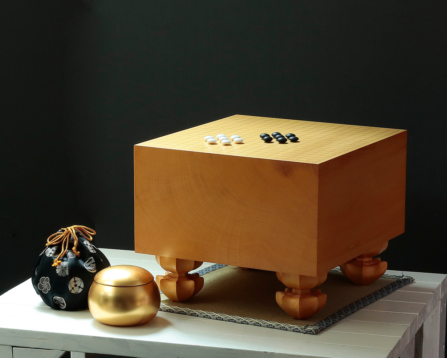 足付き碁盤&碁石 専用木箱と専用高級カバーセット 本榧足
