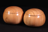 Manager's Recommended 3-Piece Go Set - ③ 【Shin-Kaya (Spruce wood) table Go board, clamshell Go Stones BLUE Label and "Keyaki / Zelkova" Go bowls】