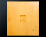 Manager's Recommended 3-Piece Go Set - ⑤ 【Board craftsman Mr.Miwa made Shin-Kaya (Spruce wood) table Go board, clamshell Go Stones BLUE Label and "Keyaki / Zelkova" Go bowls】