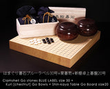 Go Beginner's Pack - Clamshell Go Stones Blue Label size30 + Chestnut Go Bowls + Go Board, 3-Piece Go Set GBP-BL30