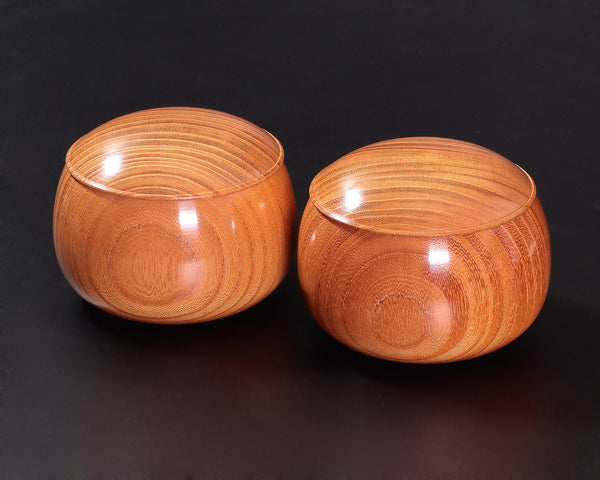 Miniature Keyaki [zelkova] made Go bowls for 15mm diameter Go stones