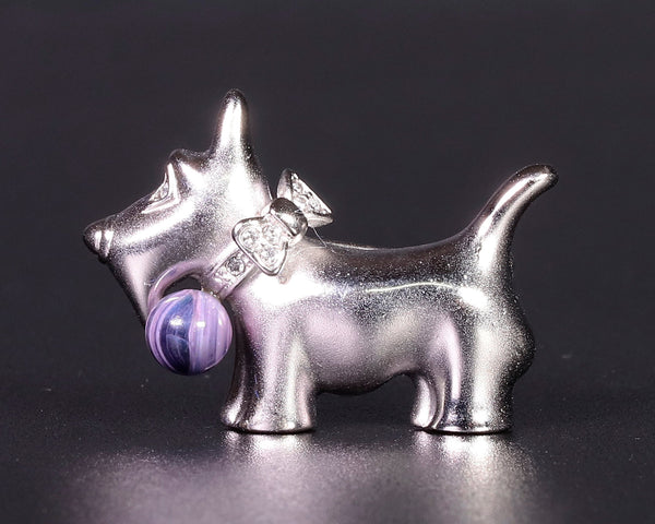 "A Dog" motif brooch with a small purple Go stone 2405-HMD-22