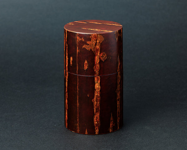 Wild mountain cherry bark craftsman "Mr. Masao Nishinomiya" made All-bark Tea Caddy Slender-type (Plain bark) 402-YGK-01