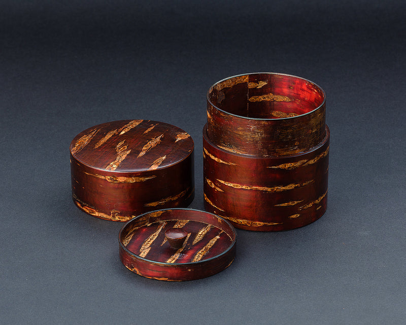 『2025 Christmas SALE』511-CSP-07 【Christmas gift set featuring a Bizen ware Nami Yu-nomi / Pottery Japanese Tea cup and a Yatsuyanagi All-bark Tea Caddy Small-type + Chami [Tea spoon] (plain bark)】