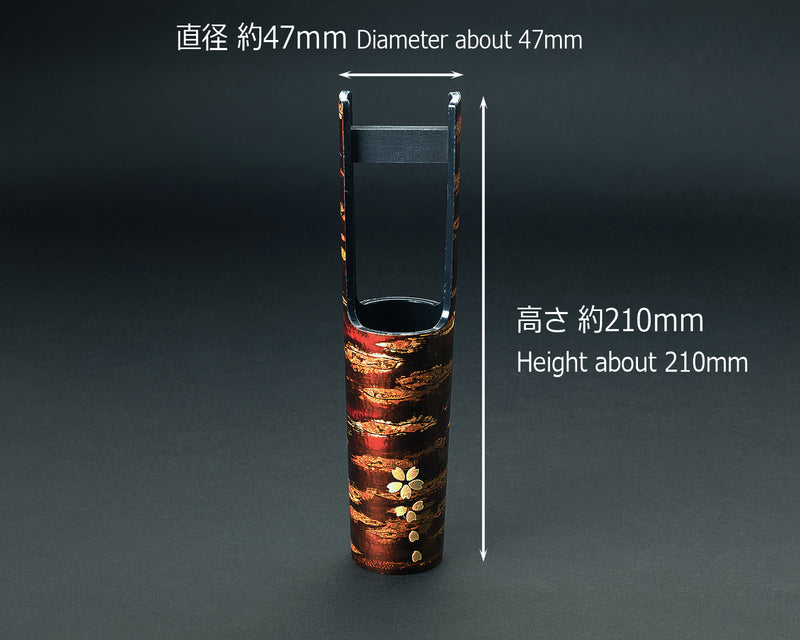 Wild mountain cherry bark crafts shop "Yatsu-yanagi" made Single flower vase (Teoke / the shape of a wooden water pail) 402-YGK-24
