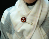 Wild mountain cherry bark crafts shop "Yatsu-yanagi" made Scarf clasp ("Raden" mother-of-pearl inlay Sakura motif) 2405-HMD-11