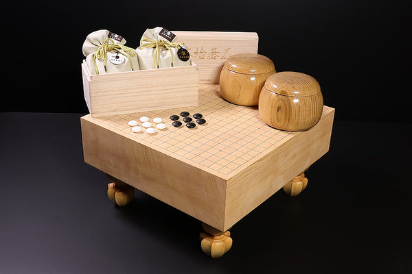 Manager's Recommended 3-Piece Go Set - ⑤ Popularity NO.1 selling Go board with legs, Clamshell Go stones and Honkuwa Go Bowl