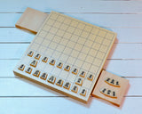 Boxwood Shogi Pieces + Spruce Table Shogi Board + Shogi Pieces stand 3-Piece Shogi Set 412-SS-01