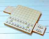 White camellia Shogi pieces + Spruce Table Shogi Board + Shogi Pieces stand  3-Piece Shogi Set 412-SS-02