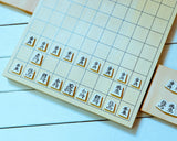 White camellia Shogi pieces + Spruce Table Shogi Board + Shogi Pieces stand  3-Piece Shogi Set 412-SS-02