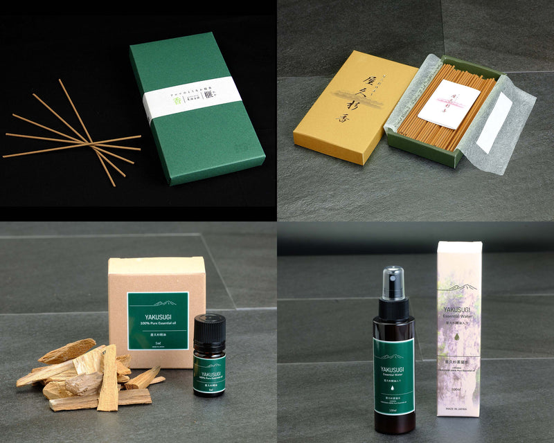 『2025 Christmas SALE』 511-CSP-10 Kaya & Yakusugi incense sticks and Yakusugi Distilled Water Mist, and Yakusugi Essential Oil 4-piece "Fragrant Wood Gift Set"