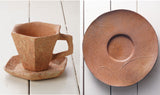 『2025 Christmas SALE』511-CSP-08 【Christmas gift set featuring a Bizen ware Gendo-rokkaku Mugcup and Saucer / Gendo hexagonal Mugcup and Saucer and a Rim Plate】