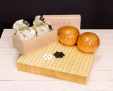 『January 5th "Igo Day" Celebration SALE』512-IGD-GS08 Go 3-Piece Set - Clamshell Go Stones Premium Blossom grade size34 + Keyaki [Zelkova] Go Bowls + Hiba wood made Table Go Board Size20