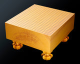 Manager's Recommended Luxury 3-Piece Go Set - ⑧ 【Board craftsman Mr.Miura of Yachimata Gobanten made Japan grown Hon-Kaya Go board with legs, clamshell Go Stones and Honkuwa [Mountain mulberry] Go Bowls】 Only one set available!!!