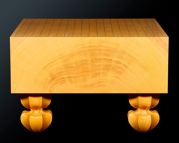 八街碁盤店 盤師 三浦勝巳製作 日本産本榧脚付碁盤 木表 5.1寸 ＊歯車盛り仕上げ No.70001