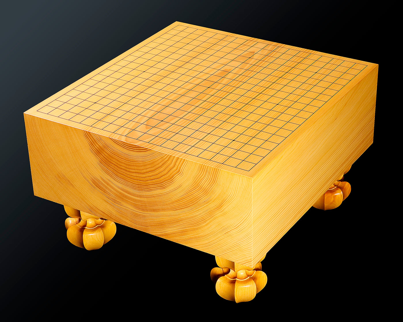 601-YCB-03 八街碁盤店 盤師 三浦勝巳製作 日本産本榧脚付碁盤 木裏