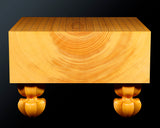 八街碁盤店 盤師 三浦勝巳製作 日本産本榧脚付碁盤 木裏 5.3寸 ＊歯車盛り仕上げ No.70002