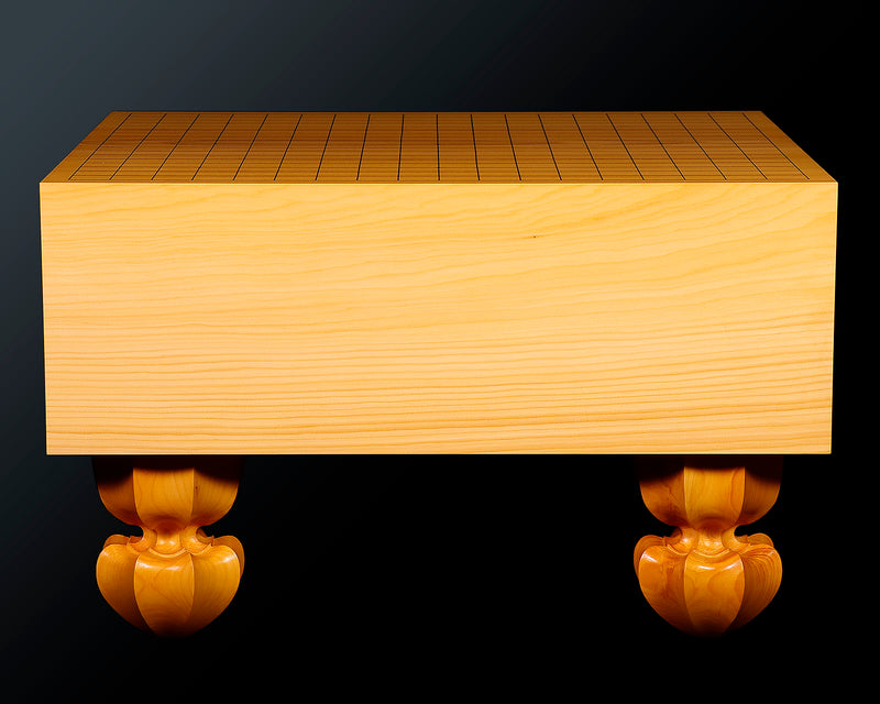 601-YCB-03 八街碁盤店 盤師 三浦勝巳製作 日本産本榧脚付碁盤 木裏