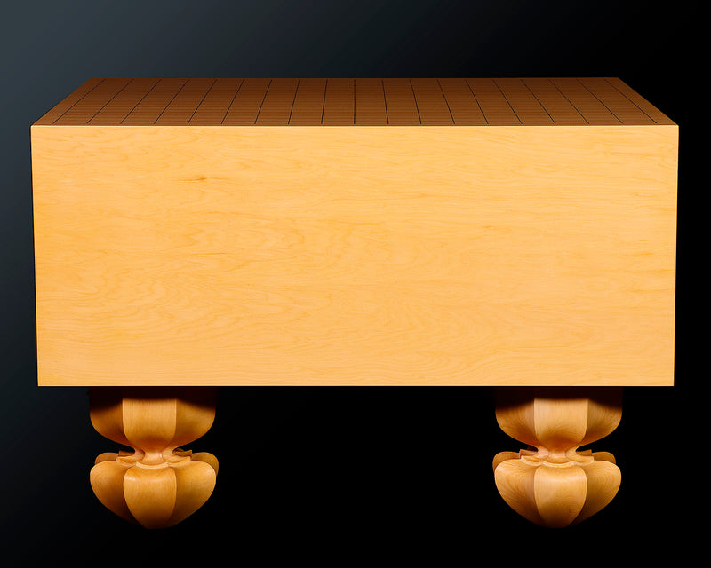Contemporary Master Go board Craftsman Mr.Kumasu made China grown Hon Kaya Masame Go board with legs 6.2-sun / 19.0 cm thick *Off-spec No.71137