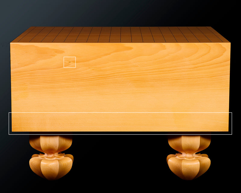 Contemporary Master Go board Craftsman Mr.Kumasu made China grown Hon Kaya Masame Go board with legs 6.2-sun / 19.0 cm thick *Off-spec No.71137