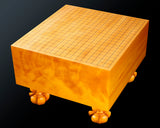 『January 5th "Igo Day" Celebration SALE』512-IGD-GS18 Go 3-Piece Set - Clamshell Go Stones Premium Snow grade size36 + Wood craftsman Mr. Kawashita made Yakusugi Octagonal Square Go Bowls + Japan grown Hon Kaya made Ten-masa Go board with legs