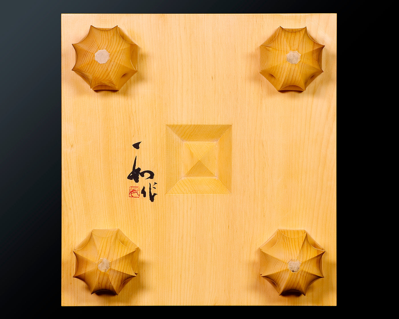 盤師 吉田寅義製作 15㎜碁石用脚付碁盤 NO.74021F 15㎜碁石&碁盤3点