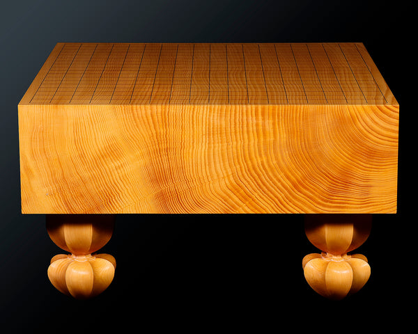 盤師 吉田寅義製作 日向榧脚付碁盤 天柾 4.1寸 No.74029F ＊訳有品