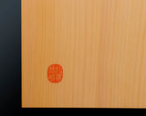 Board craftsman Mr.Miura of Yachimata Gobanten made Japan grown Hon-Kaya Table Go board Ten-masa (Masame) 1.9-sun / 59 mm thick 3-piece composition board Haguruma-mori finish lines No.75017