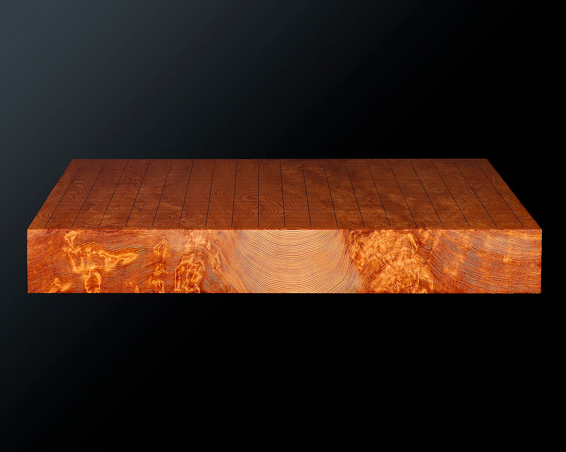 Contemporary Master Go board Craftsman Mr.Kumasu made Yakusugi(Yakushima Cedar) table Go board with figured grain Oily burl 1.8-Sun(thickness: approx. 55 mm) No.77013F *Off-spec