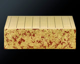 GLMB-608-17 Gold leaf finish Go Board "煌 KIRAMEKI" / Vermilion red base color 9x9-ro table Go board 1.9-Sun No.77043