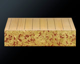GLMB-608-20 Gold leaf finish Go Board "煌 KIRAMEKI" / Vermilion red base color 9x9-ro table Go board 1.5-Sun No.77046
