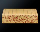 GLMB-608-10 金箔押し職人 「京金箔押常若」藤澤典史氏製作 朱漆地金箔仕上げ 9路碁盤3点セット