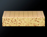 GLMB-608-11 金箔押し職人 「京金箔押常若」藤澤典史氏製作 朱漆地金箔仕上げ 9路碁盤3点セット