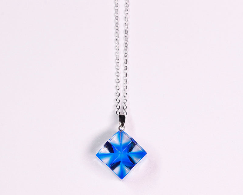 『2025 Christmas SALE』511-CSP-01 Shimadzu Satsuma Kiriko Cut Crystal Glass "Pendant – Cubic A, Cross / Blue" JAC-STK-502-01