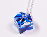 『2025 Christmas SALE』511-CSP-01 Shimadzu Satsuma Kiriko Cut Crystal Glass "Pendant – Cubic A, Cross / Blue" JAC-STK-502-01