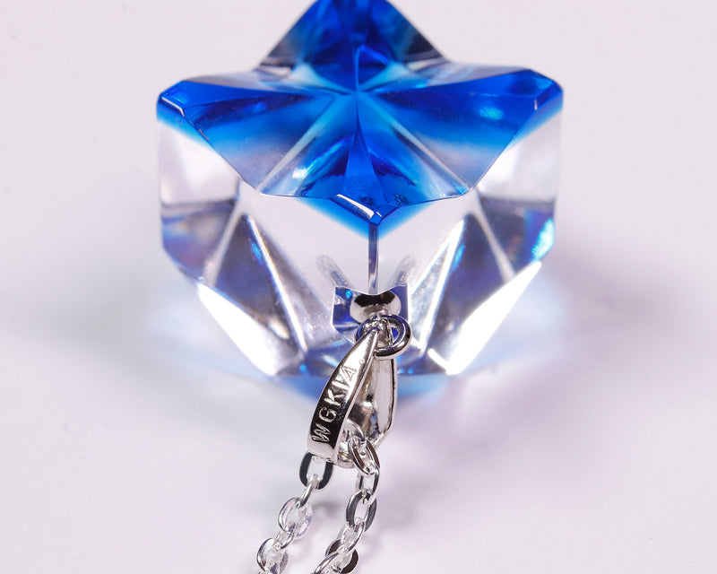 『2025 Christmas SALE』511-CSP-01 Shimadzu Satsuma Kiriko Cut Crystal Glass "Pendant – Cubic A, Cross / Blue" JAC-STK-502-01
