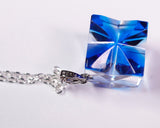 『2025 Christmas SALE』511-CSP-01 Shimadzu Satsuma Kiriko Cut Crystal Glass "Pendant – Cubic A, Cross / Blue" JAC-STK-502-01