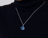 『2025 Christmas SALE』511-CSP-01 Shimadzu Satsuma Kiriko Cut Crystal Glass "Pendant – Cubic A, Cross / Blue" JAC-STK-502-01