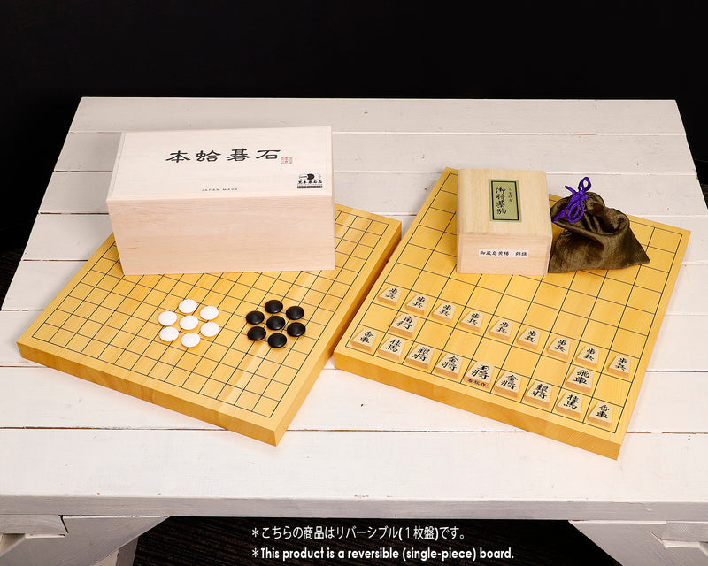 『2025 Christmas SALE Part2』512-CSGS-04 Reversible 15*15-ro Go & Shogi Board, Go stones and Shogi pieces set C