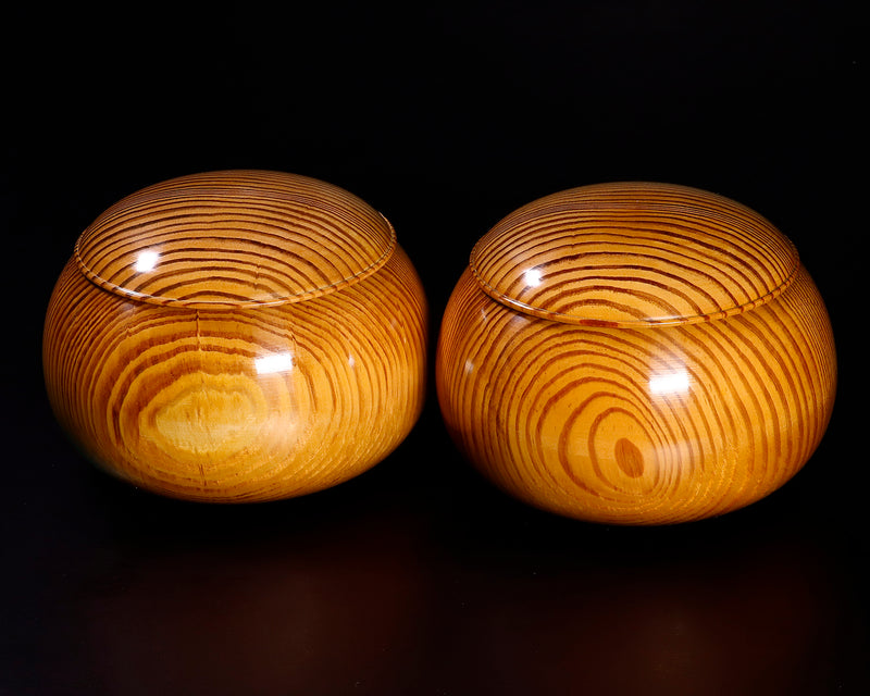 510-SGK-17 Wood craftsman "懐志 / Kai-shi" made Koematsu 【Resin-rich Pine】 Go bowls for size 36 - 43 Go stones, GK-KEM43-SB501