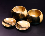 Wood craftsman "懐志 / Kai-shi" made Kurokaki [black persimmon] Go Bowls for size 30 - 36 Go stones, GK-KRG36-SB412 *Off-spec