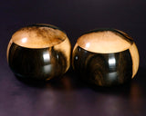 Wood craftsman "懐志 / Kai-shi" made Kurokaki [black persimmon] Go Bowls for size 30 - 36 Go stones, GK-KRG36-SB412 *Off-spec