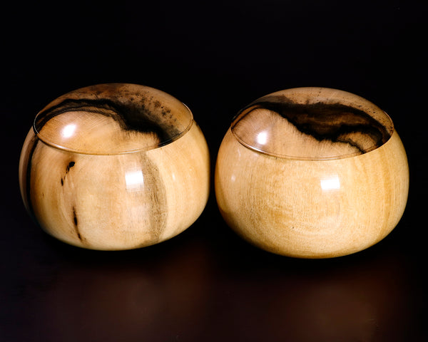 木工挽物職人 懐志製作 黒柿 碁笥 特大 ~36号碁石用 GK-KRG36-SB412 ＊訳有品