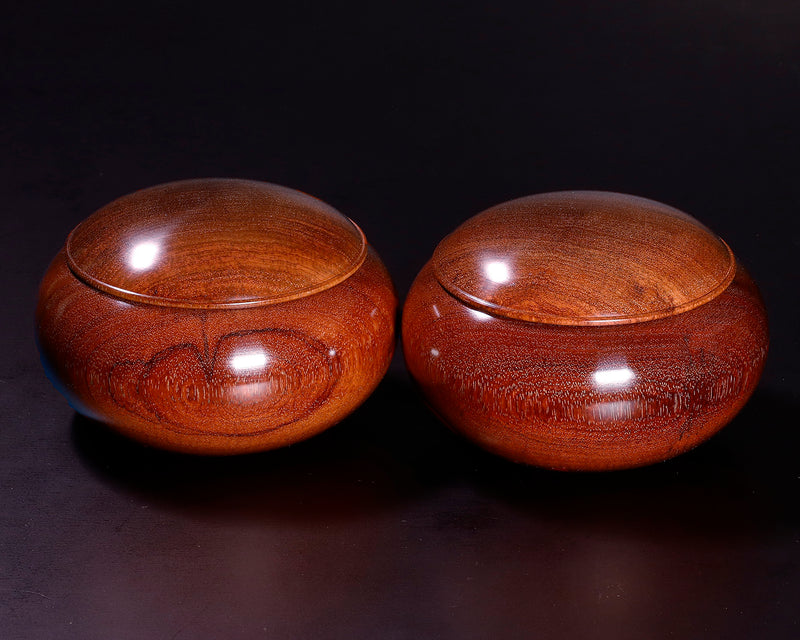 510-SGK-03 Wood craftsman "懐志 / Kai-shi" made Karin [Chinese quince] Go Bowls Low and Wide shape for size 32 - 38 Go stones GK-KRN38H-SB501