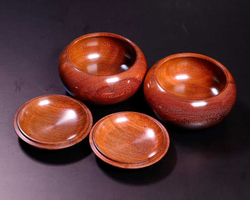 510-SGK-03 Wood craftsman "懐志 / Kai-shi" made Karin [Chinese quince] Go Bowls Low and Wide shape for size 32 - 38 Go stones GK-KRN38H-SB501