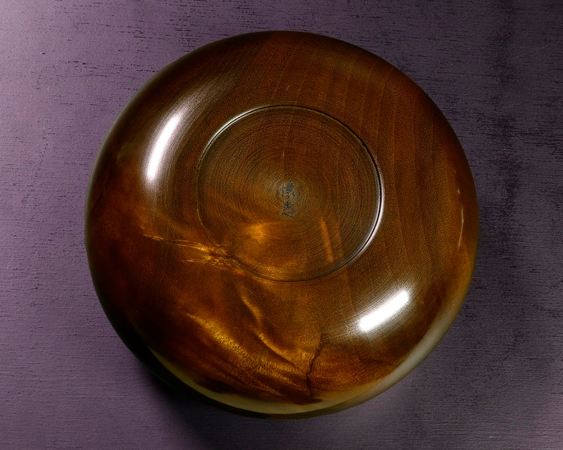 木工挽物職人 懐志製作 「楠（くす）」碁笥 超々特大 ~48号碁石用 杢入り GK-KS48TM-SB501