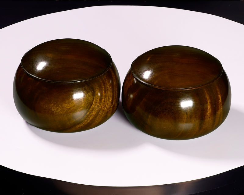 510-SGK-12 Wood craftsman "懐志 / Kai-shi" made Kusu 【Camphorwood】Figured Go bowls for size 43 - 50 Go stones, GK-KS50TM-SB501
