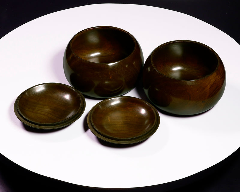 510-SGK-12 Wood craftsman "懐志 / Kai-shi" made Kusu 【Camphorwood】Figured Go bowls for size 43 - 50 Go stones, GK-KS50TM-SB501