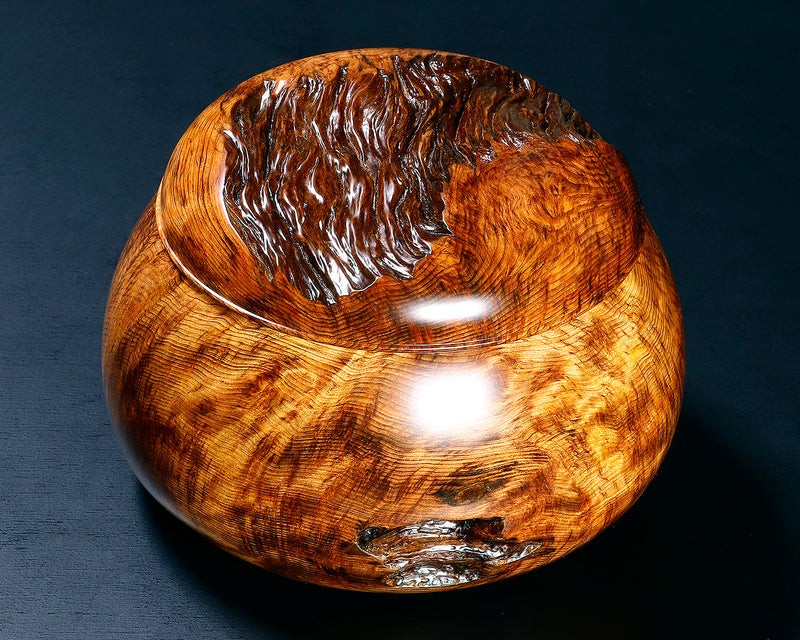 Wood craftsman Mr. Kawashita made Yakusugi Go Bowls Premium Burl Grain Super Extra Large size GK-YKS-BK510-GK42-01