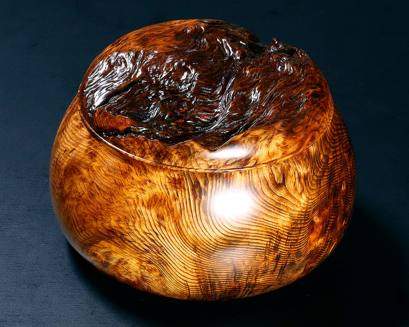 Wood craftsman Mr. Kawashita made Yakusugi Go Bowls Premium Burl Grain Super Extra Large size GK-YKS-BK510-GK42-01